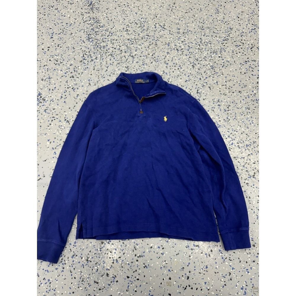 Men's Polo Ralph Lauren 1/4 Zip Long Sleeve Pullover‎ Shirt Size L Royal Blue